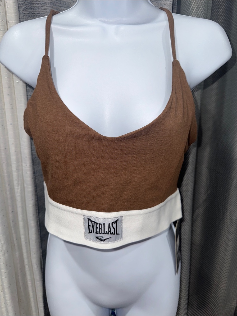 Everlast- NWT Brown Cropped Sports Bra Size Large - Picture 3 of 14